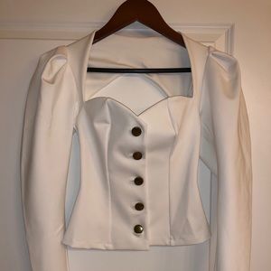 ❌SOLD❌ASOS White top with puff sleeve. Size 2. XS
